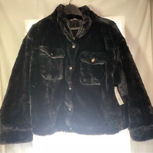 Black Faux Fur Jacket Sz XL (16-18)